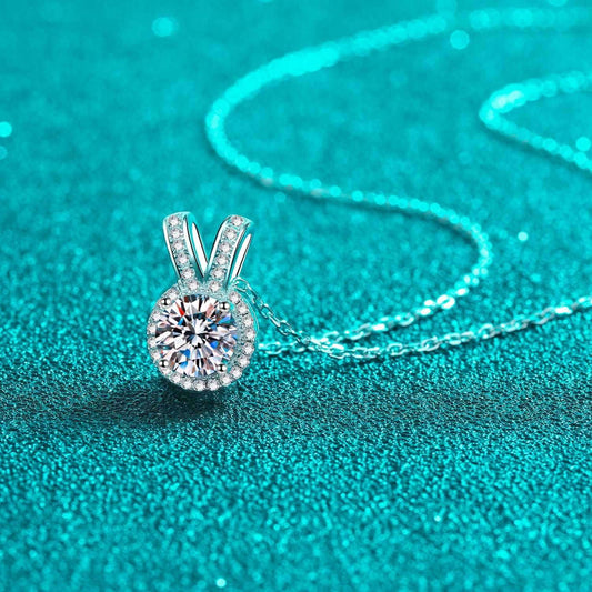 1 Carat Moissanite Rabbit Ears Shape Pendant Necklace Carauana Store