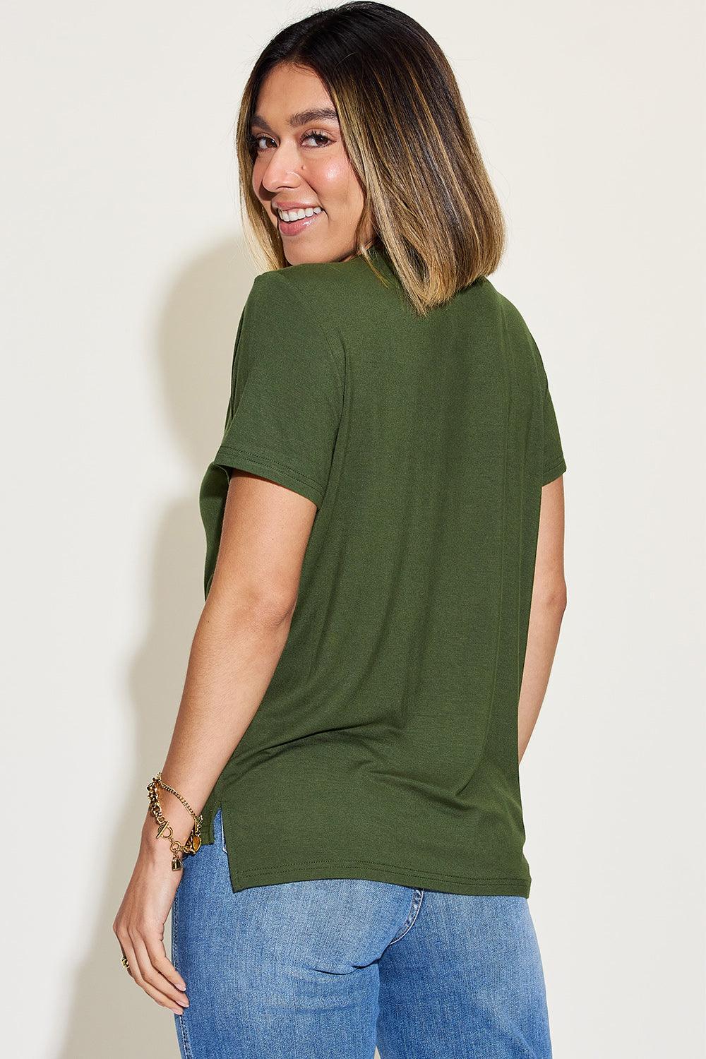 Basic Bae Full Size V-Neck High-Low T-Shirt Carauana Store