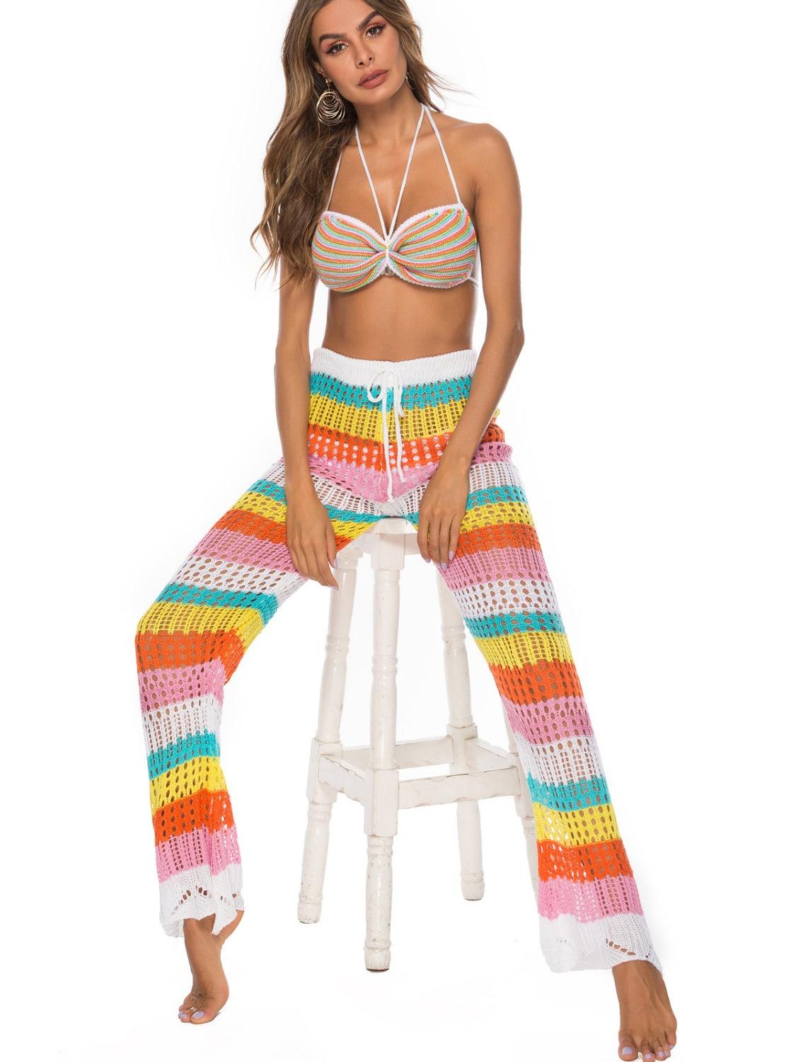Cutout Contrast High Waist Swim Pants Carauana Store