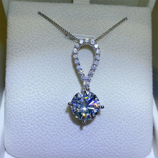 5 Carat Moissanite 925 Sterling Silver Teardrop Necklace Carauana Store