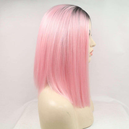 13*3" Lace Front Wigs Synthetic Mid-length Straight 12" 130% Density Carauana Store