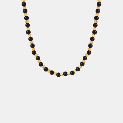 Agate Beaded Titanium Steel Necklace