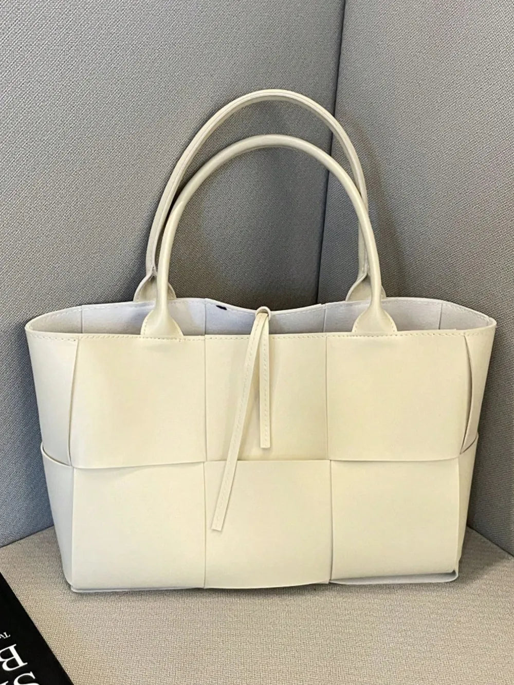 PU Leather Woven Handbag and Clutch Set Carauana Store
