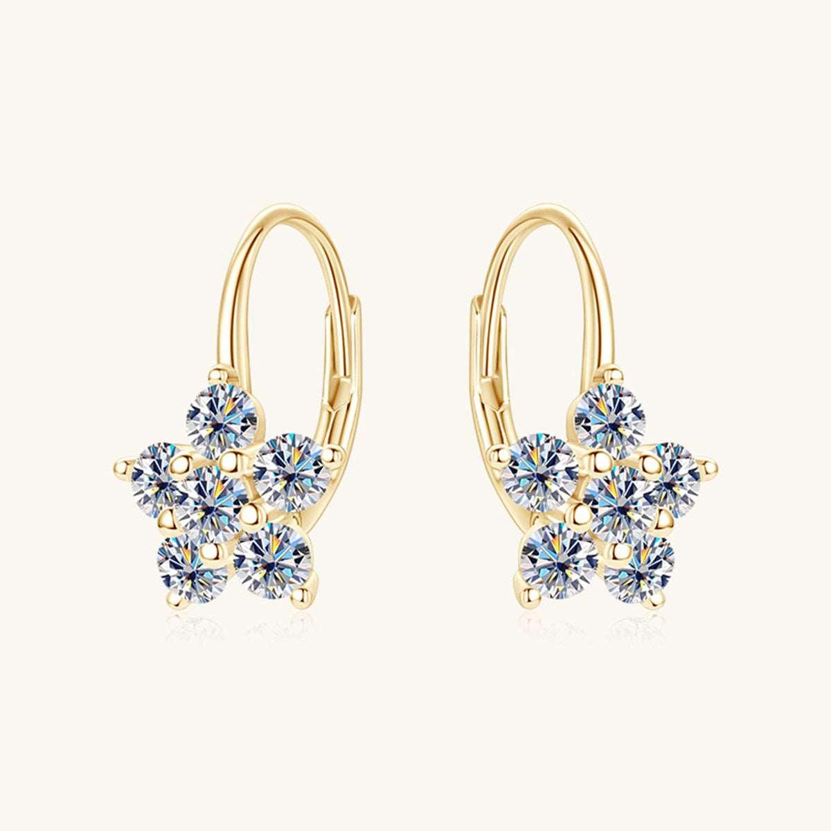 1.2 Carat 925 Sterling Silver Moissanite Flower Huggie Earrings