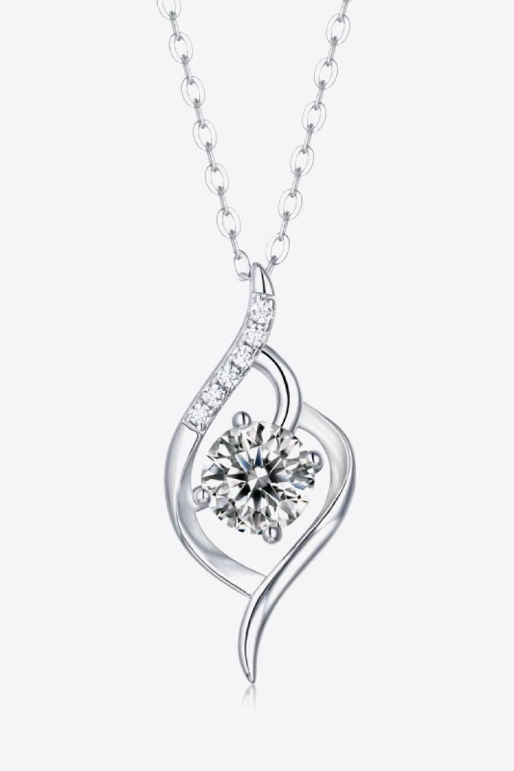 Platinum-Plated 1 Carat Moissanite Pendant Necklace
