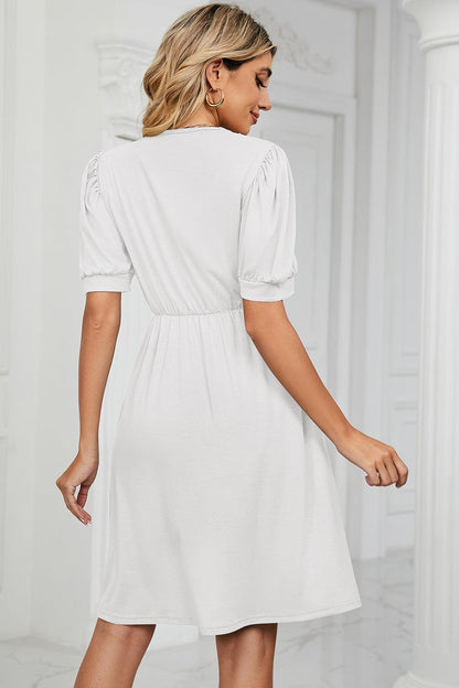V-Neck Puff Sleeve Dress Carauana Store