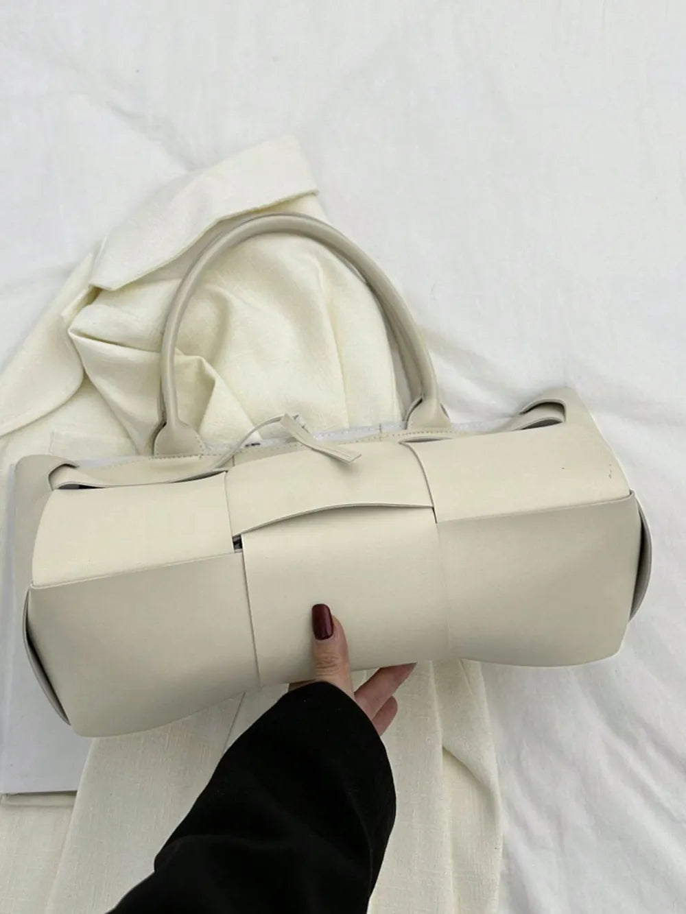 PU Leather Woven Handbag and Clutch Set Carauana Store