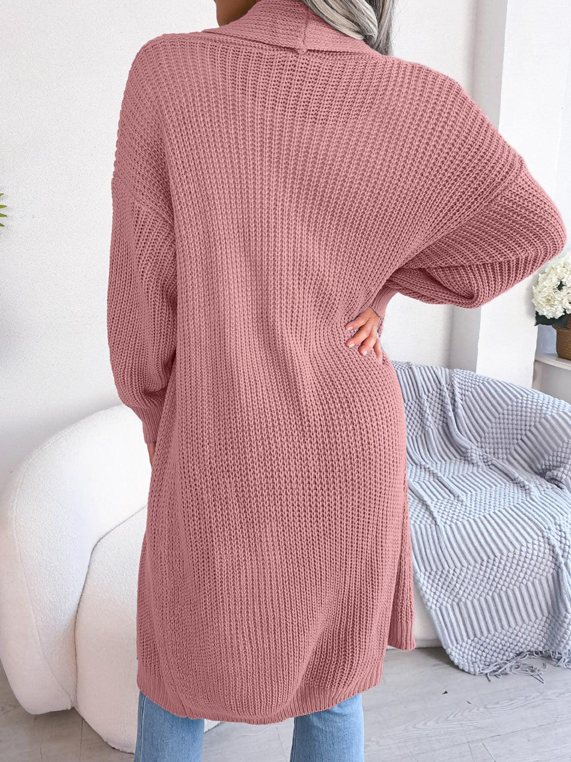 Open Front Dropped Shoulder Longline Cardigan Carauana Store