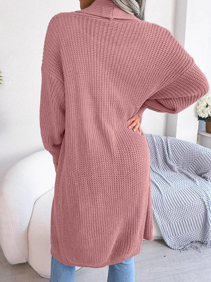 Open Front Dropped Shoulder Longline Cardigan Carauana Store