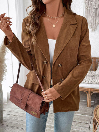 Perfee Decorative Pocket Flap Lapel Collar Long Sleeve Outerwear Carauana Store