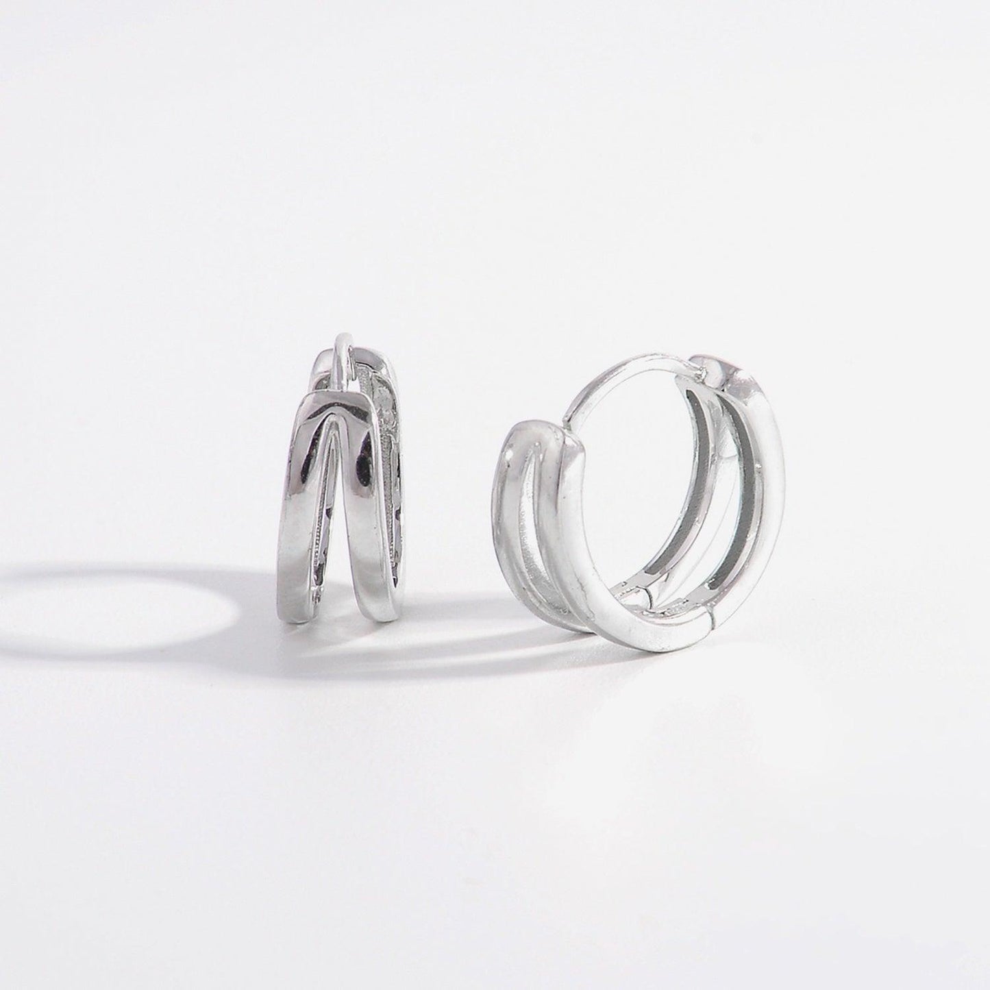 925 Sterling Silver Inlaid Zircon Huggie Earrings Carauana Store