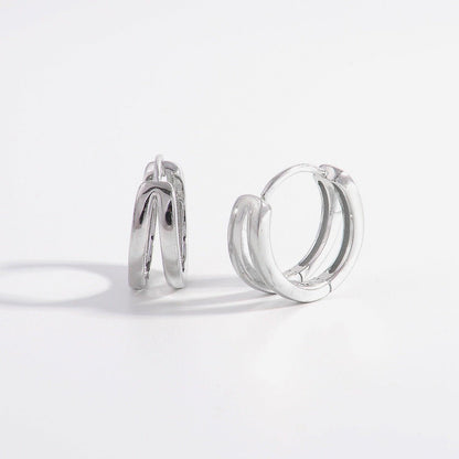 925 Sterling Silver Inlaid Zircon Huggie Earrings Carauana Store