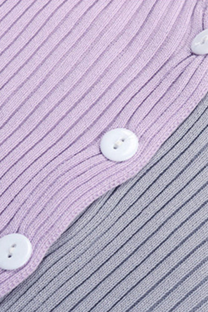 Perfee Contrast Button Up Long Sleeve Cardigan Carauana Store