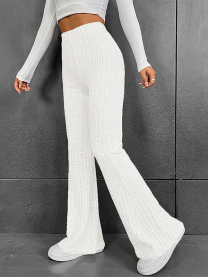 Ribbed High Waist Bootcut Pants Carauana Store