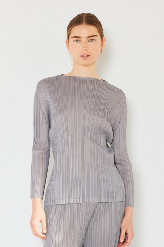 Marina West Swim Pleated Long Sleeve Boatneck Top Carauana Store