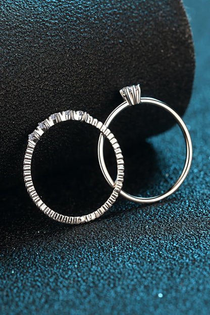 Moissanite 925 Sterling Silver Two-Piece Ring Set Carauana Store