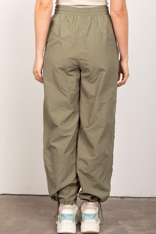 VERY J Drawstring Woven Parachute Joggers Carauana Store