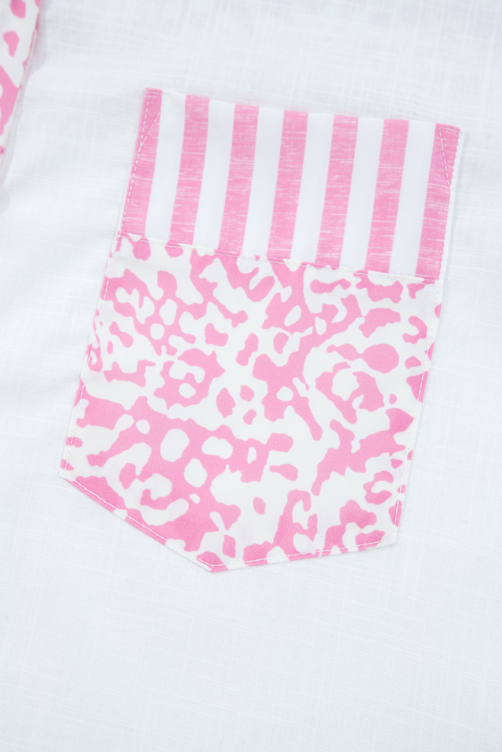 Pink Leopard Striped Western Casual Shirt