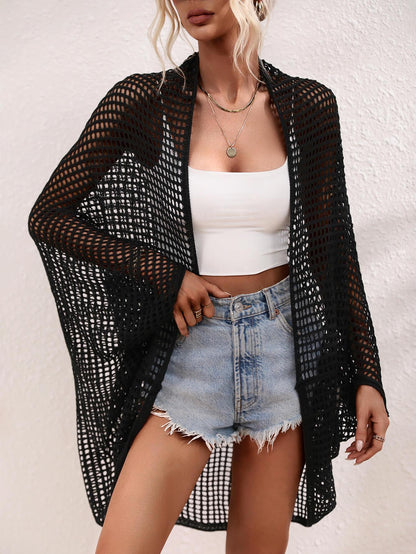 Openwork Open Front Longline Cover Up Carauana Store