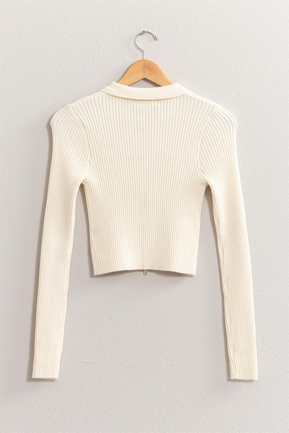HYFVE Ribbed Double Zip Cropped Cardigan Carauana Store