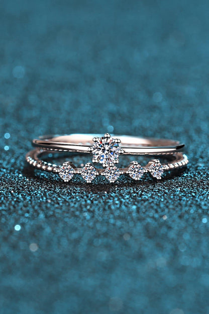 Moissanite 925 Sterling Silver Two-Piece Ring Set Carauana Store