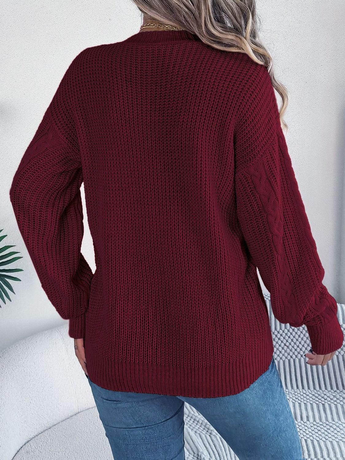 Cable-Knit Long Sleeve Cardigan Carauana Store