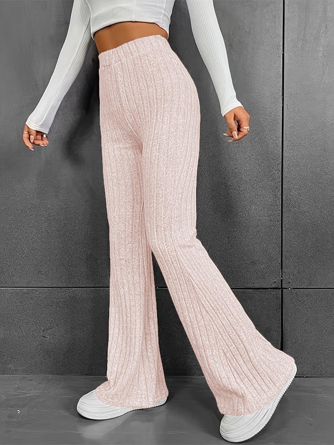 Ribbed High Waist Bootcut Pants Carauana Store
