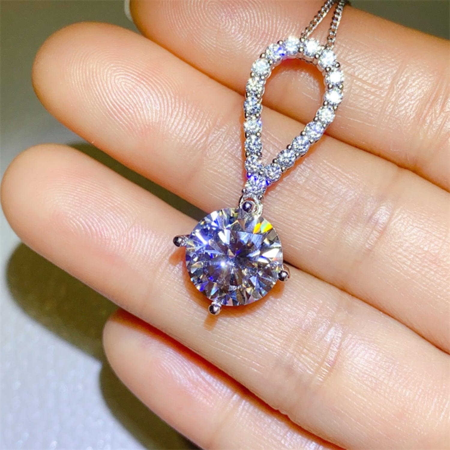 5 Carat Moissanite 925 Sterling Silver Teardrop Necklace Carauana Store