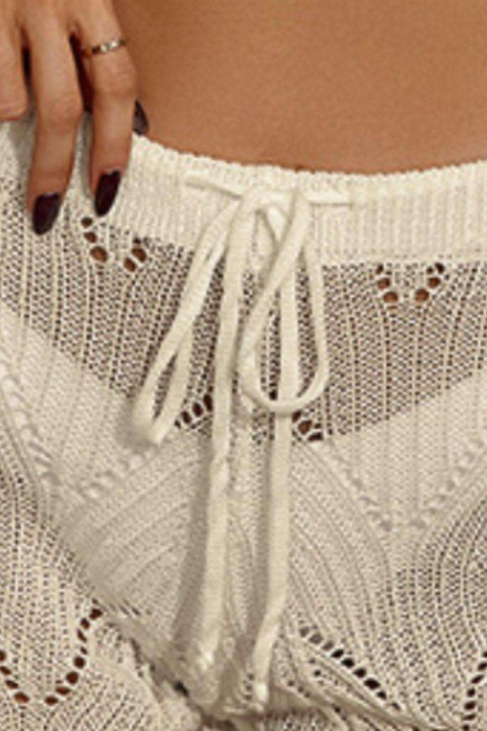 Drawstring Cutout Swim Shorts Carauana Store
