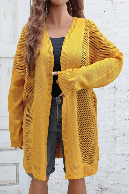 Plus Size Openwork Long Sleeve Open Front Cardigan Carauana Store