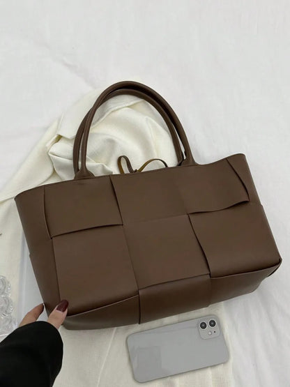 PU Leather Woven Handbag and Clutch Set Carauana Store