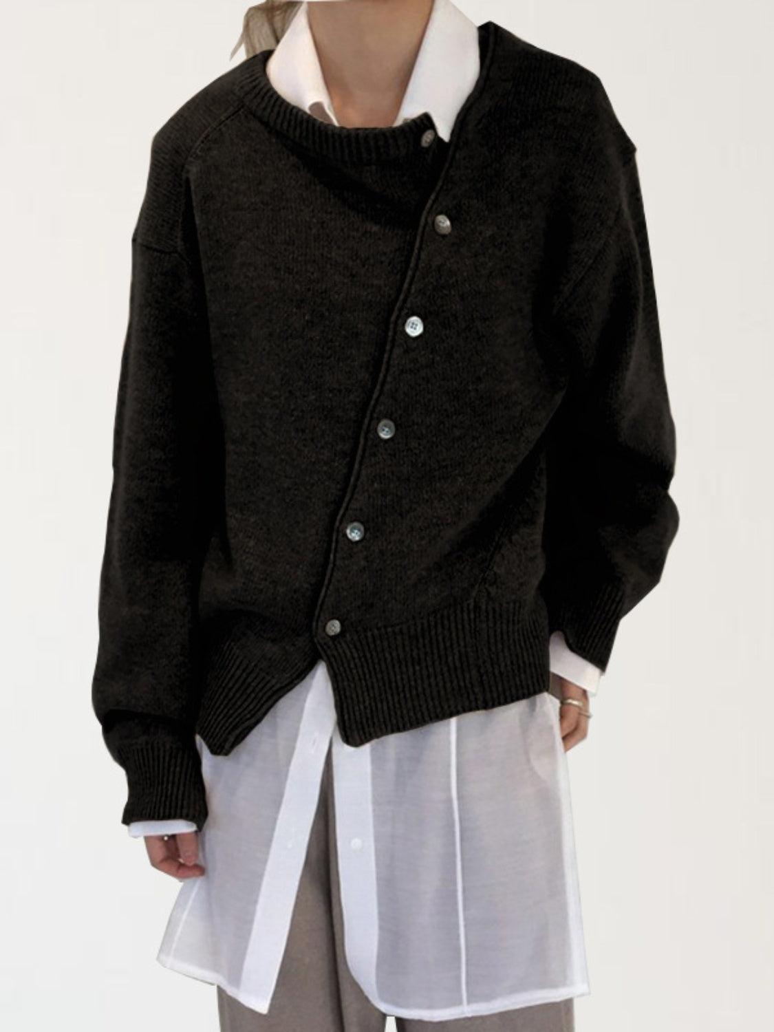 Dropped Shoulder Buttoned Cardigan Carauana Store