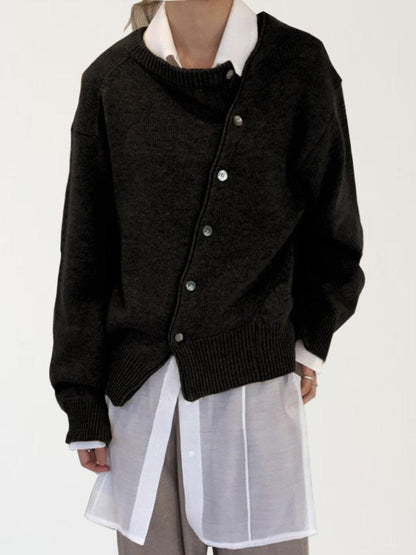 Dropped Shoulder Buttoned Cardigan Carauana Store