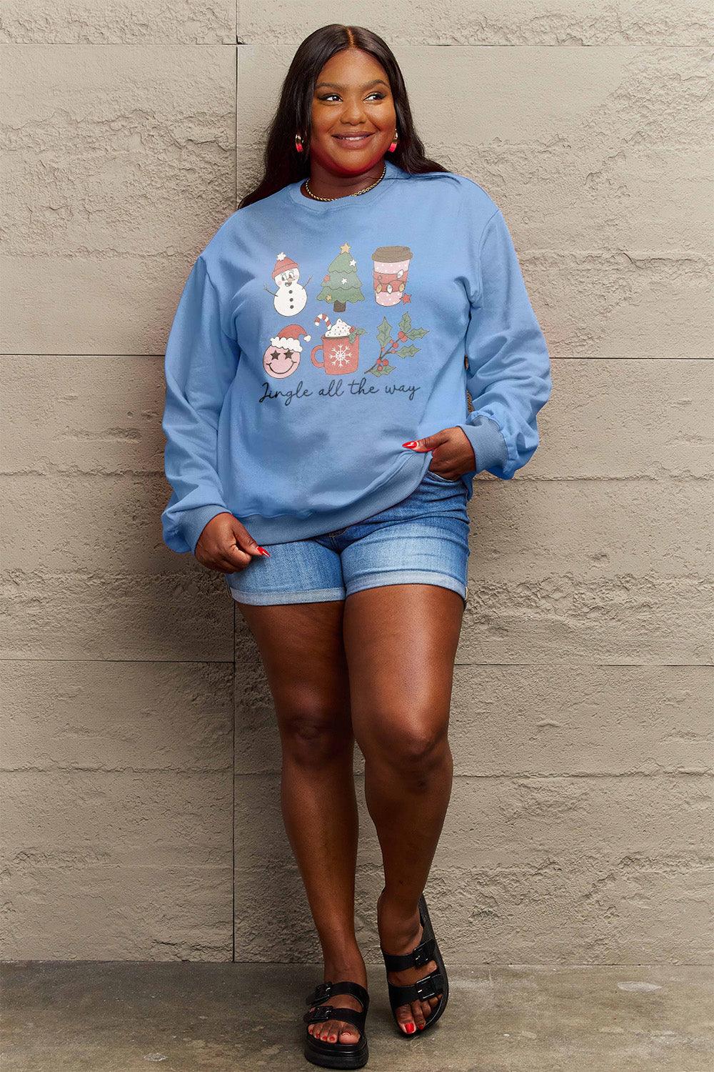 Simply Love Full Size JINGLE ALL THE WAY Long Sleeve Sweatshirt Carauana Store