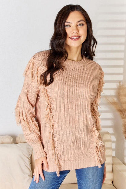 And The Why Tassel Detail Long Sleeve Sweater Carauana Store