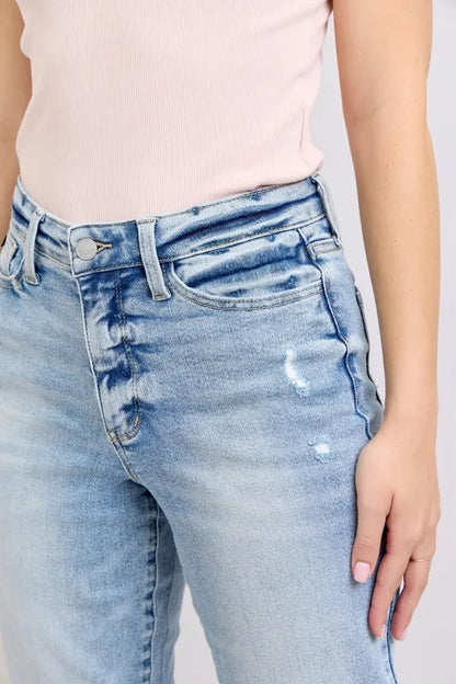Judy Blue Full Size Mid Rise Light Wash Dad Jeans Plus Size Carauana Store