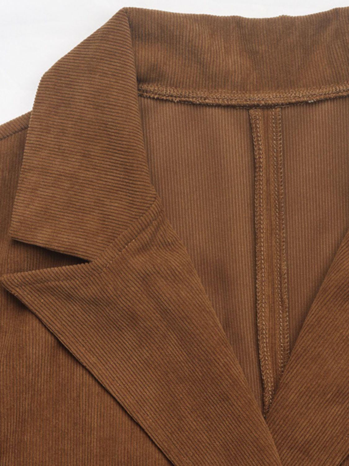 Perfee Decorative Pocket Flap Lapel Collar Long Sleeve Outerwear Carauana Store