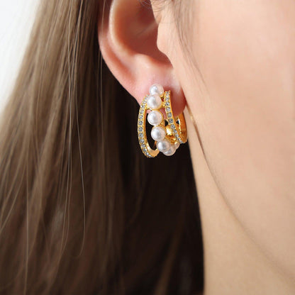 Pearl Titanium Steel C-Hoop Earrings Carauana Store