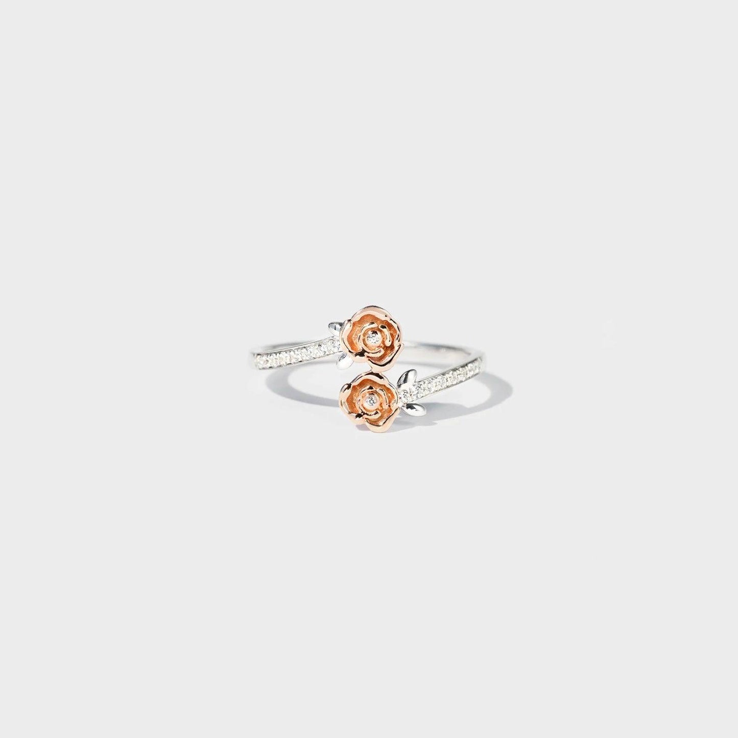 Rose Shape Inlaid Zircon Bypass Ring Carauana Store