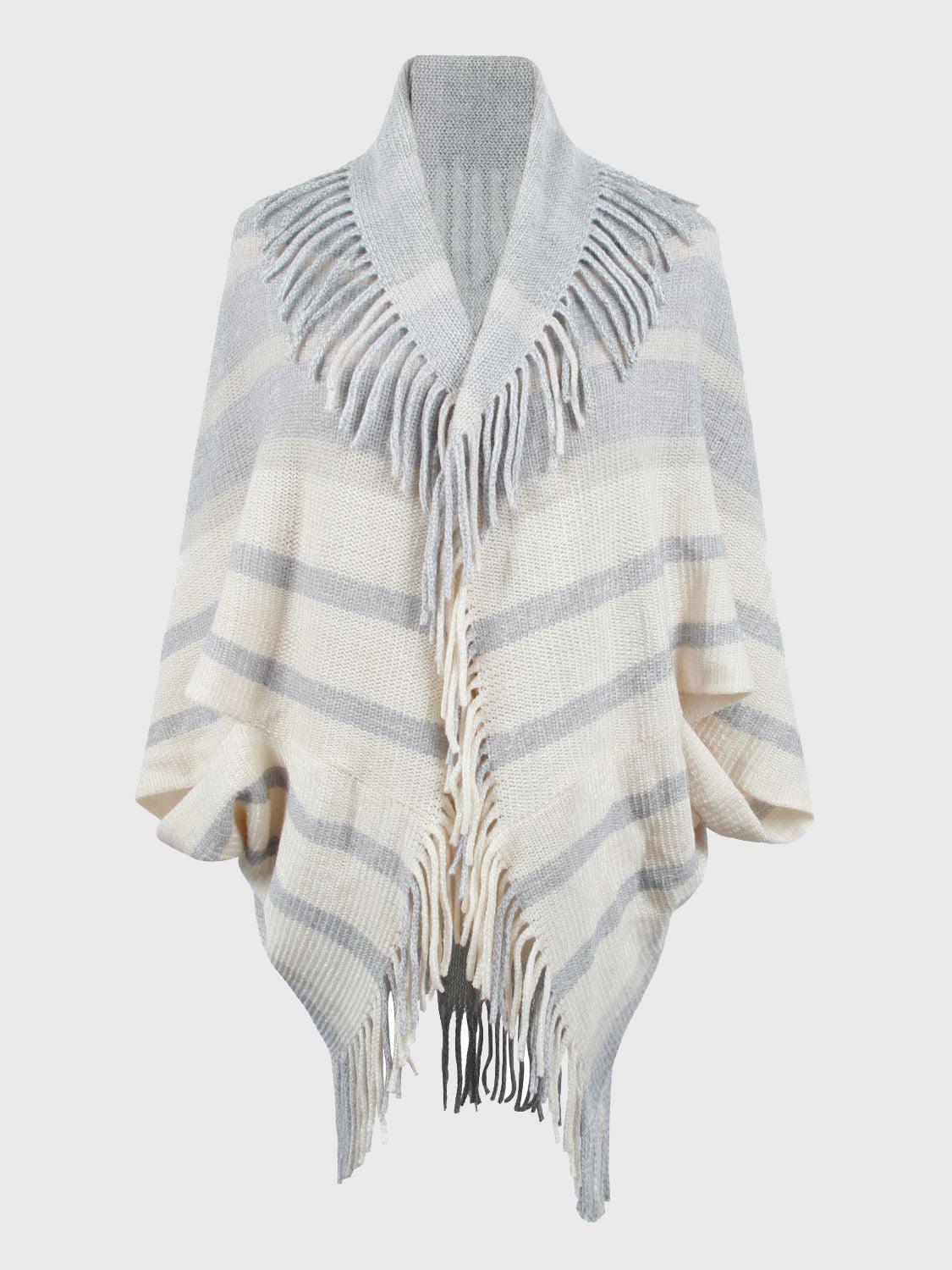 Fringe Detail Open Front Poncho Carauana Store