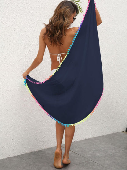 Rainbow Pompom Trim Swim Skirt Carauana Store