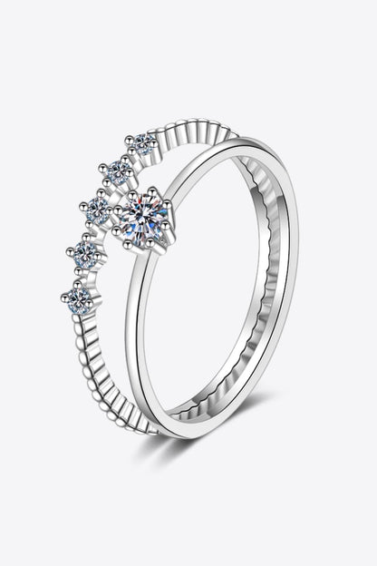 Moissanite 925 Sterling Silver Two-Piece Ring Set Carauana Store
