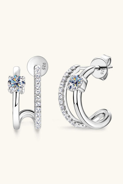 Moissanite 925 Sterling Silver C-Hoop Earrings Carauana Store