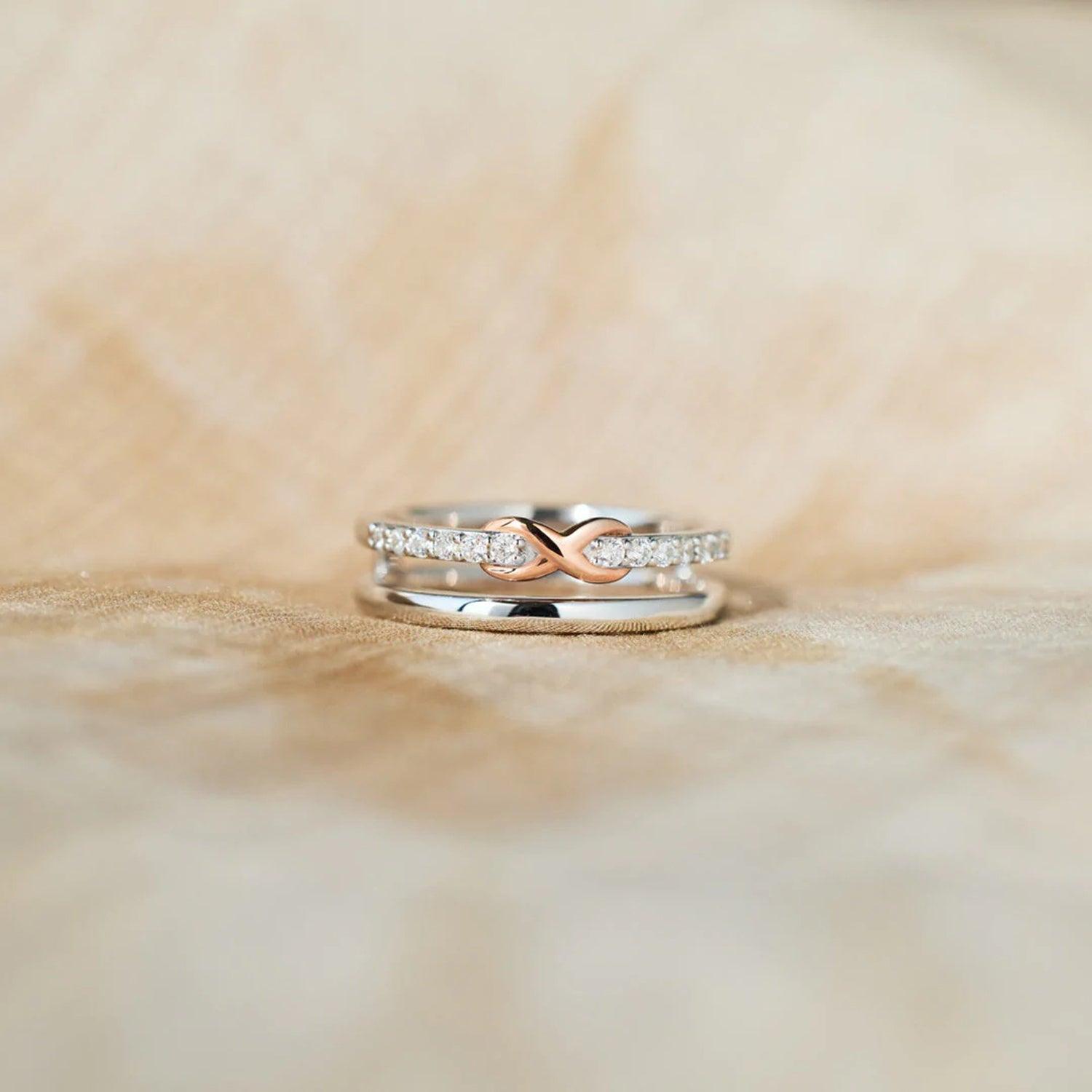 Double-Layered Zircon 925 Sterling Silver Ring Carauana Store