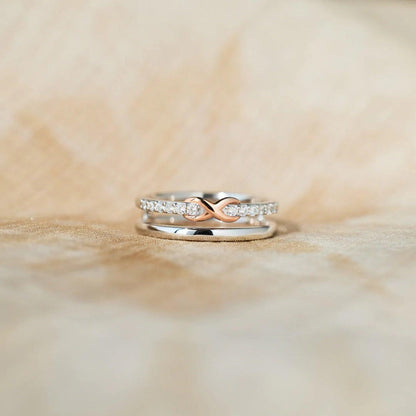Double-Layered Zircon 925 Sterling Silver Ring Carauana Store