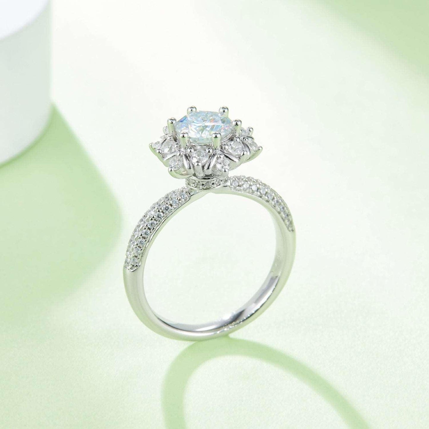 1 Carat Moissanite 925 Sterling Silver Flower Shape Ring Carauana Store