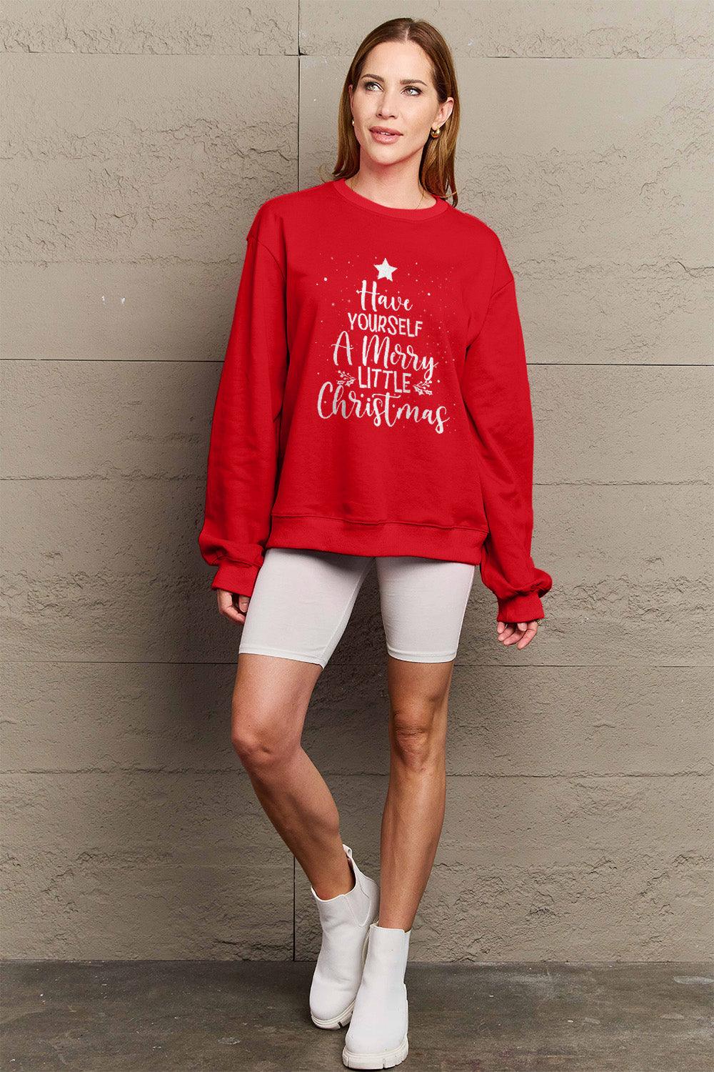 Simply Love Full Size HAVE YOURSELF A MERRY LITTLE CHRISTMAS Round Neck Sweatshirt Carauana Store