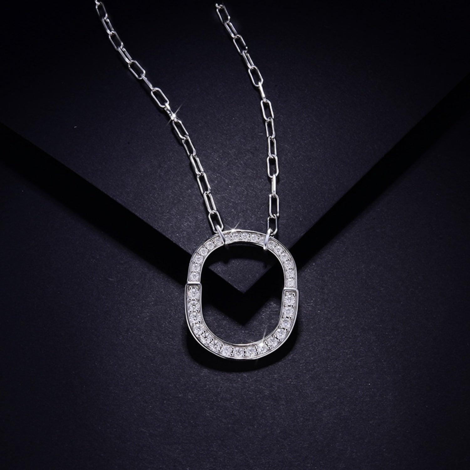925 Sterling Silver Inlaid Moissanite Pendant Necklace Carauana Store
