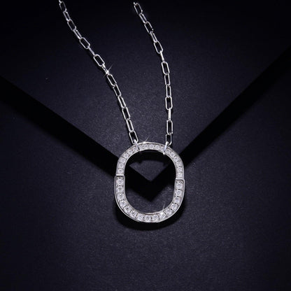 925 Sterling Silver Inlaid Moissanite Pendant Necklace Carauana Store