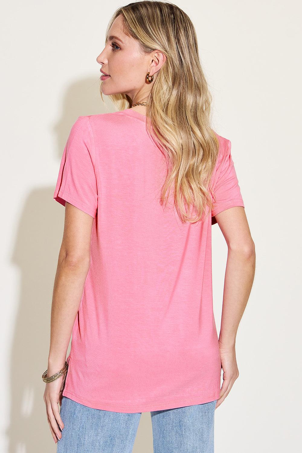 Basic Bae Full Size V-Neck High-Low T-Shirt Carauana Store